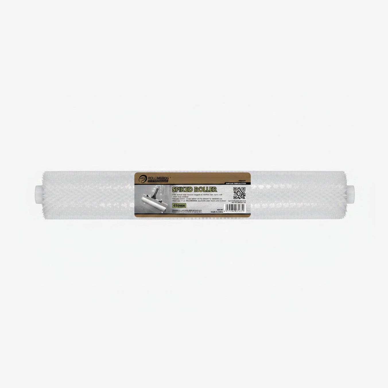 Spiked roller with a label on a white background
