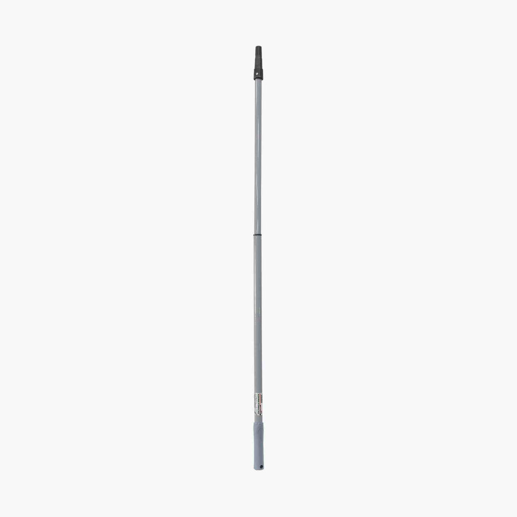 Telescopic pole with a silver and gray design on a white background