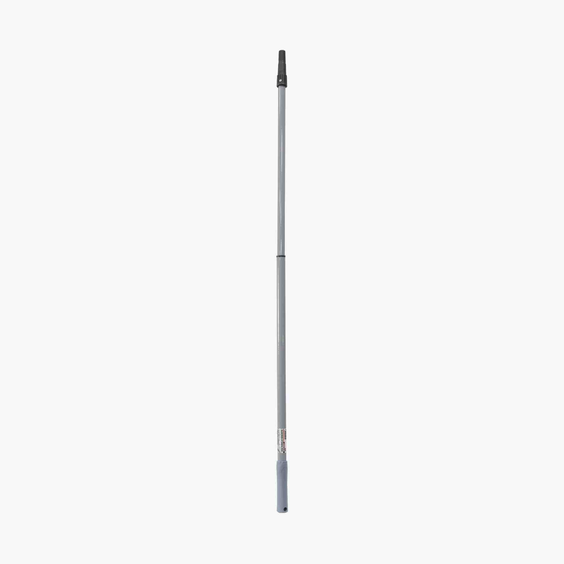 Telescopic pole with a silver and gray design on a white background