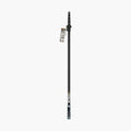 Black metal rod with various labels on a white background