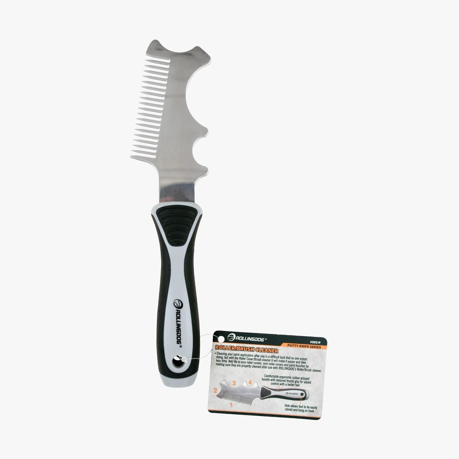 Dental grooming tool with packaging on a white background